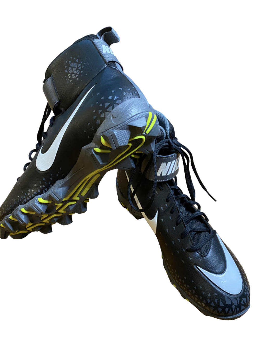 Nike Force Black Shark Men's Sz. 10 Cleats 880109-002 White Gray Savage Football